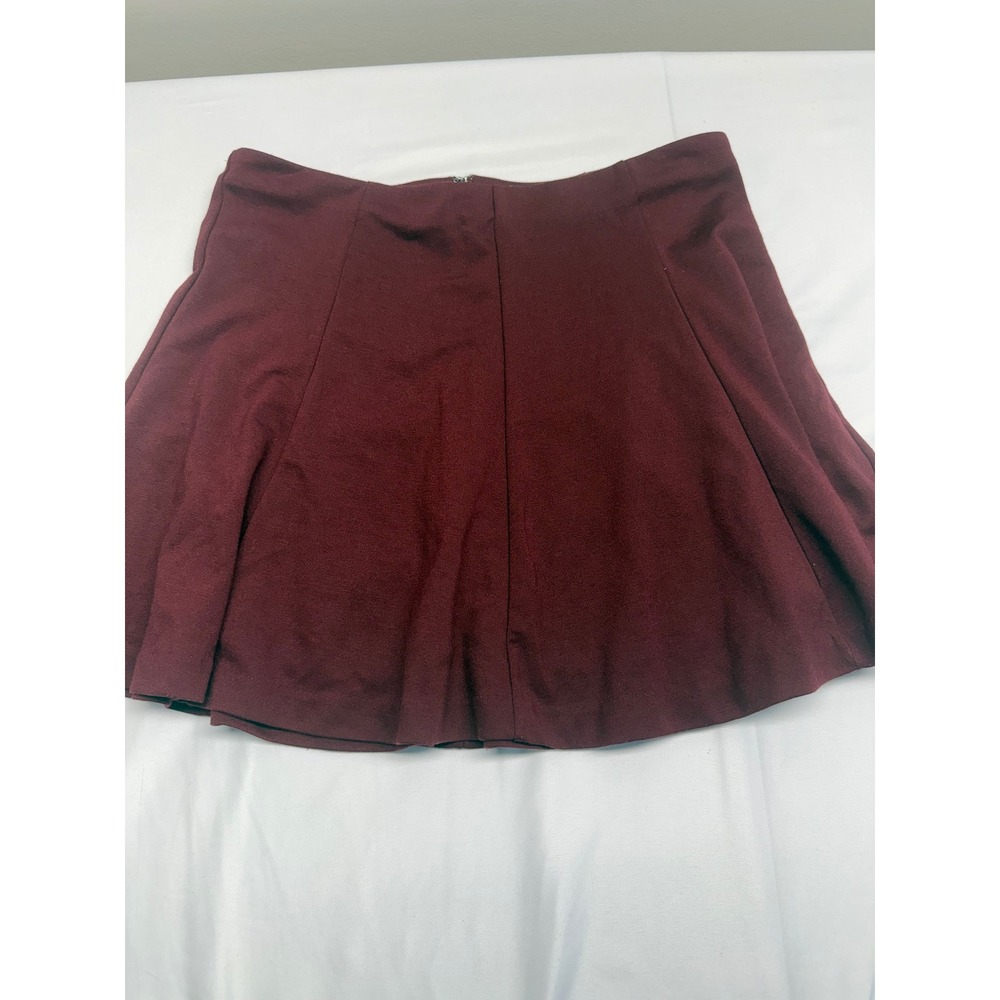 Banana Republic Petite 10 Burgundy Pleated Mini Skirt A-Line Wine Red Career - Picture 3 of 12